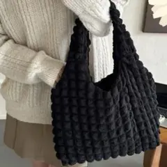 バッグ　ポコポコバッグ　軽い ブラック　黒　新品未使用　韓国　エコバッグ