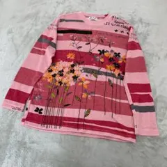 RPC レディース ニット セーター花柄 ボーダー ピンク