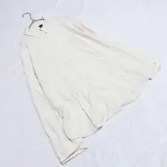 KN0579【ランズエンド】シルクシャツ【10】絹100％ 比翼仕立 アイボリー