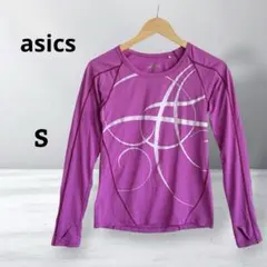 【アシックス】長袖スポーツTシャツ S ピンク 指穴 ランニング トレーニング