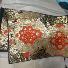 金　オレンジ　袋帯