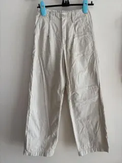 無印良品 チノタックワイドパンツ 股下長め S アイボリー