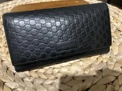 GUCCI GGパターン 黒 レザー 長財布