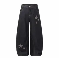 AAKAM サイドラインストーンデニムパンツ(バギーデニム) - メルカリ