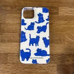 青い猫デザイン iPhoneケース　iPhone14