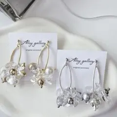 Alley gallery フラワーモチーフ フープピアス　ハンドメイド