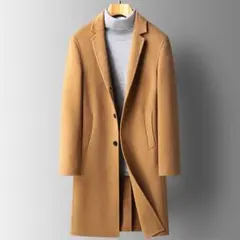 キャメルカラー シングルブレスト ロングコート