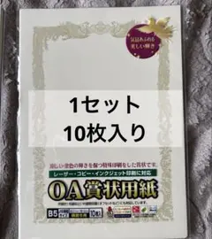 1セット 10枚入り ササガワ ＯＡ賞状用紙 クリーム Ｂ５横書 10-1158