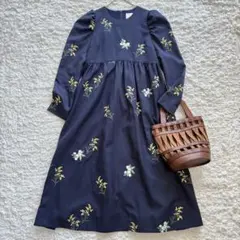 極美品✨ チェスティ ミモザワンピース 刺繍 ネイビー 紺