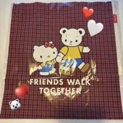 ファミリア バッグ ハローキティ × familiar 赤チェック トートバッグ