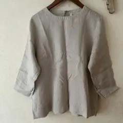 無印　 オーガニックリネン洗いざらし七分袖ブラウス