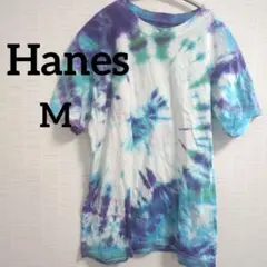 海外古着 Hanes タイダイ 半袖 Tシャツ M ユニセックス 白 青 紫