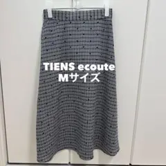 TIENS ecoute チェック×ドット 刺繍 ロングスカート ネイビー Mのサムネイル