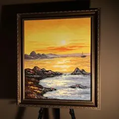 ☆秀作☆手書き油絵 ゴッホ 種蒔く人 肉筆絵画 額付き インテリア 油彩