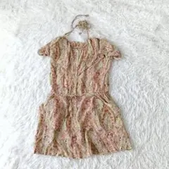ZARA WOMAN ペイズリー柄半袖シアーフリルチュニック M ピンク系のサムネイル