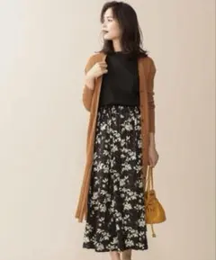 ナノユニバース ワンピース ロングカーディガン　羽織り　リブ　ニット