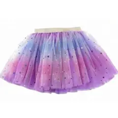 激安！美品！チュールスカート　チュチュスカート　レース　レインボー　紫