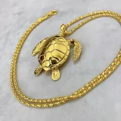 ハワイアンネックレス メンズ ホヌ ゴールド 金 ウミガメ うみがめ 幸運 新品