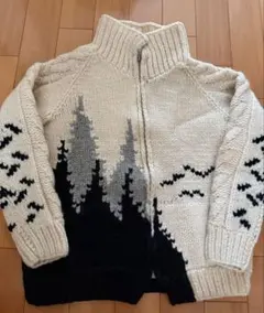 袖ケーブル編み◆LONGHOUSE◆カナダ製カウチンセーターML位 SJ668のサムネイル