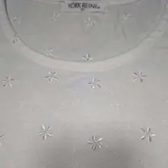 YORK REINE レナウン 総刺繍 半袖カットソー ELサイズ 　アイボリーのサムネイル