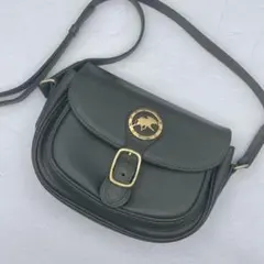 極美品 ハンティングワールド レザー ミニショルダーバッグ カーキ ゴールド金具