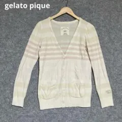 gelato pique柔らかいニットカーディガン Vネック ストライプ