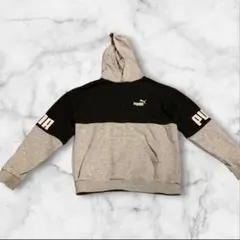 【PUMA】切替パーカー バイカラー 裏起毛 ロゴ スウェット 短丈