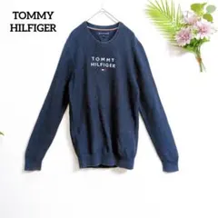 トミーヒルフィガー 刺繍 コットンニット セーター 164 ネイビー 春秋冬