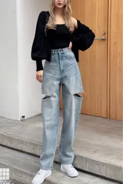 スリットデニムワイドパンツ[cu420] GRL