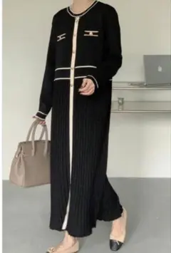 【極美品】即完売品　Myu バイカラー裾プリーツワンピース