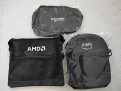 【新品未使用】①サコッシュ②保温保冷バッグ③ポーチ　軽量黒 3点セット