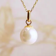 18金 K18 18K ネックレス トップ パール 真珠 あこや 刻印 本物