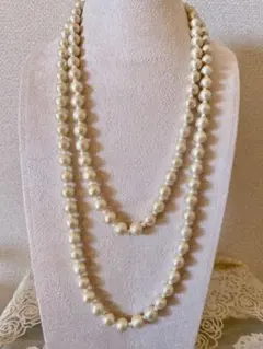 コットンパールロングネックレス