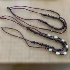 素材にどうぞ　未完成淡水パールガーネットのネックレス2本