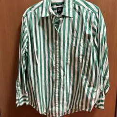 値下げGAP ストライプ グリーン シャツ