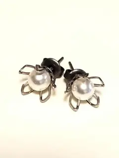 フラワーデザイン パール ピアス ハンドメイド