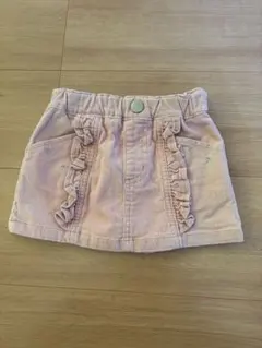 ピンク コーデュロイ フリルスカート 80