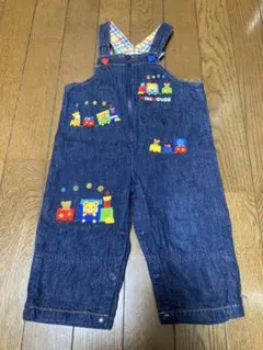 miki HOUSE 汽車ポッポデニムオーバーオール 80
