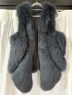 グレー ファー ベスト ノースリーブ