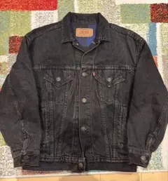 【美品】Levi's 90sUSA製ブラックデニムジャケット 青ネル 57510