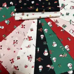 クリスマス柄　小さなハギレ生地　12枚セット