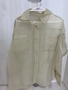 イエロー　 シアーシャツ 長袖　Hether