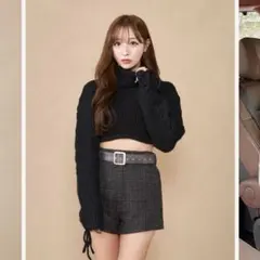 アームデザインタートルニットトップス