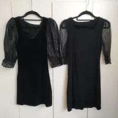 ブラックベルベットシフォンワンピース