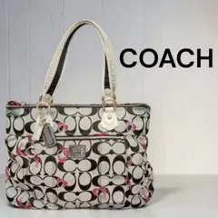 COACH ポピー　ハート シグネチャー トートバッグ　A4​収納可 Y2K