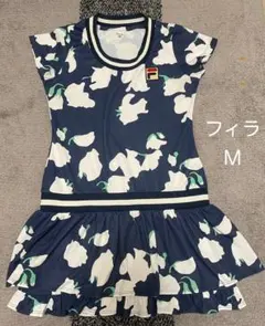 【お値下げ】FILA 花柄 テニスワンピース M ネイビー