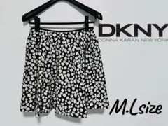 DKNY フレアスカート 花柄 ブラック ホワイトのサムネイル