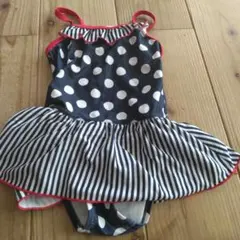 フリル付き水玉ストライプ水着 110cm