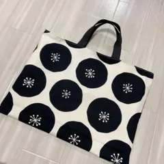 【ハンドメイド】北欧風わたげ柄のバッグ(ベージュ×ブラック) 黒　エコバッグ