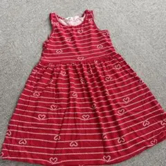 H&M ノースリーブワンピース レッド ハート柄 122/128